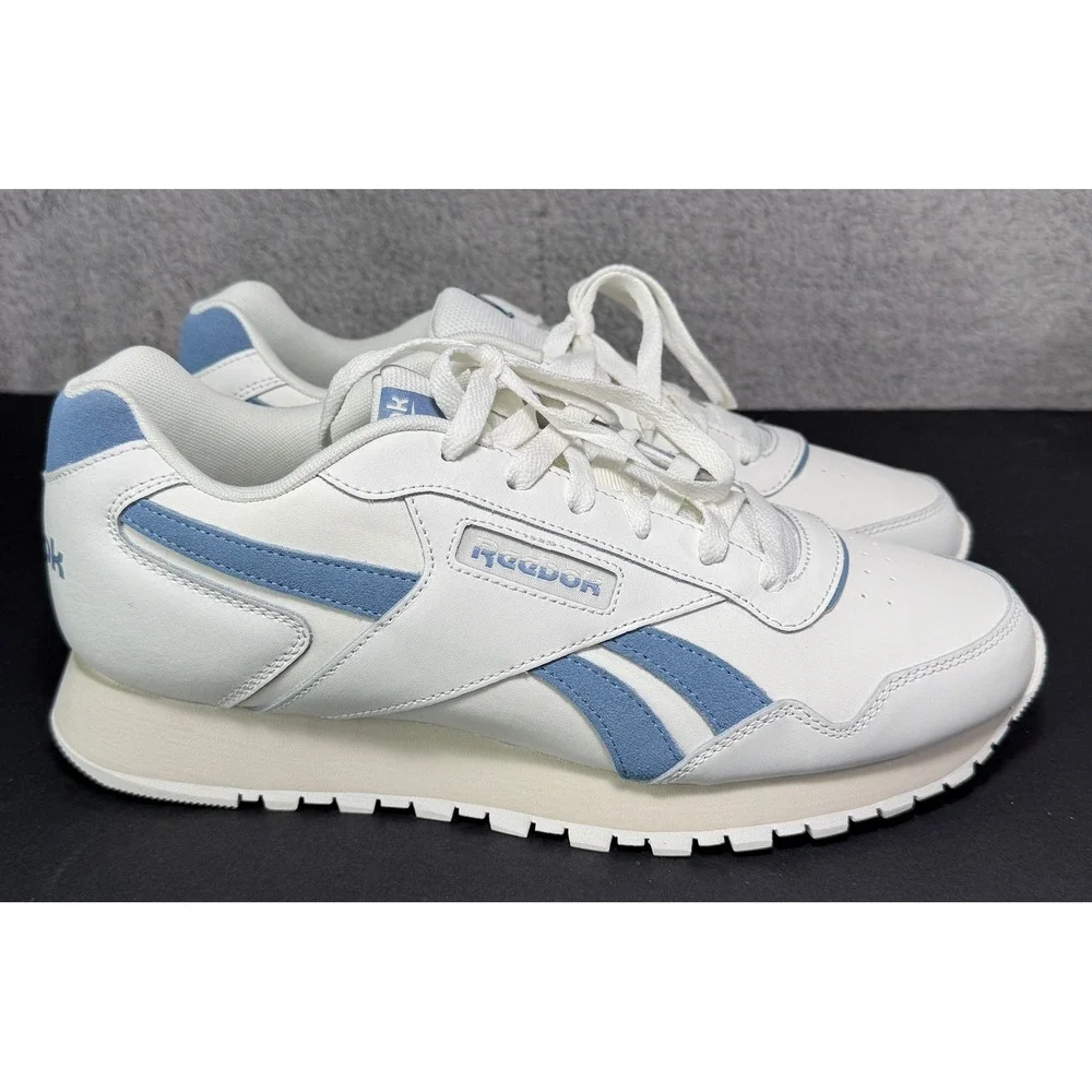 Reebok Glide Running Shoes Unisex‎ 10.5 White Blue Leather Suede 100074457